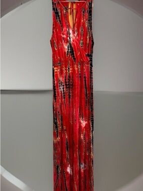 NwoT Green Dragon Women’s Red Abstract Tie-Dyed Sleeveless Maxi Dress - M